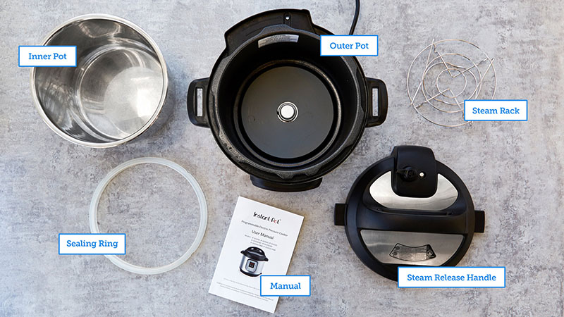 What are the parts and accessories included with Instant Pot Duo