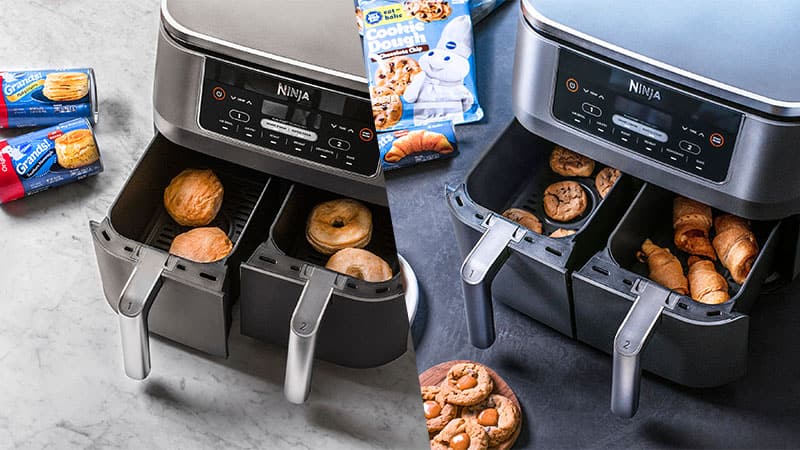 Shark Ninja Air Fryer with Pillsbury biscuits, cookies, doughnuts and pepperoni pizza crescent rolls